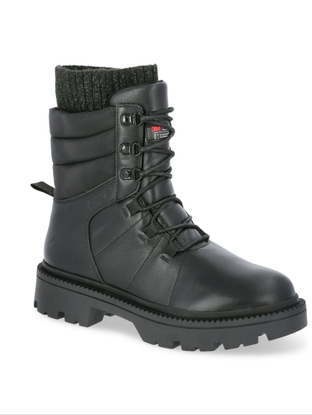 OZARK TRAIL Woman's Snow Waterproof Leather Combat Boots In Black - Picture 2 of 14